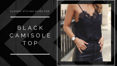 Classic styling guide for black camisole top