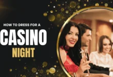Stylish group enjoying a casino night, with a focus on elegant attire and glamorous fashion for a memorable evening.