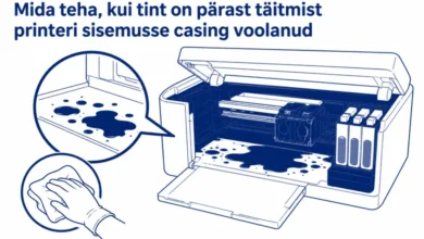 Printer ink spill inside casing after cartridge refill