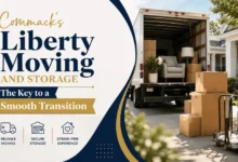 Professional moving truck and packing boxes representing Commack's Liberty Moving and Storage for a smooth and stress-free relocation.