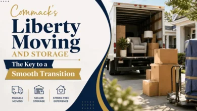 Professional moving truck and packing boxes representing Commack's Liberty Moving and Storage for a smooth and stress-free relocation.