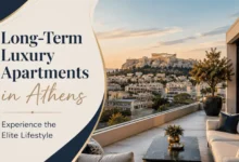 Modern long-term luxury apartment in Athens with panoramic city views and premium amenities
