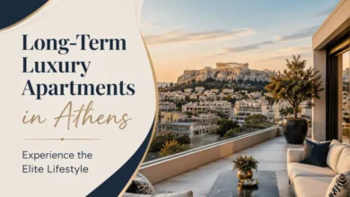 Modern long-term luxury apartment in Athens with panoramic city views and premium amenities