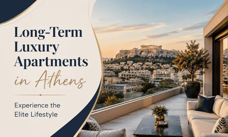 Modern long-term luxury apartment in Athens with panoramic city views and premium amenities